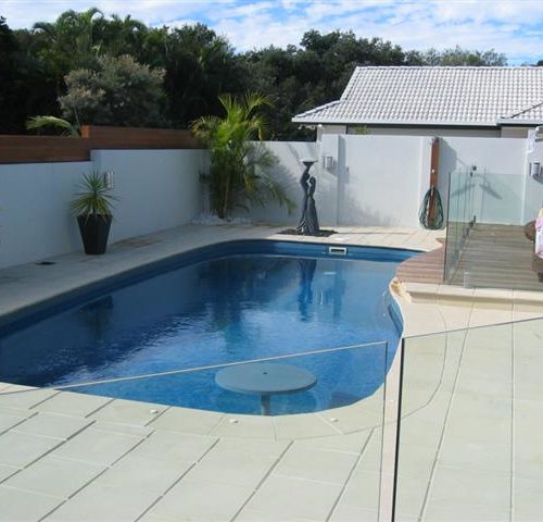 Existing Pool remained in place, Makeover, Paving, Glass Pool Fencing Panels