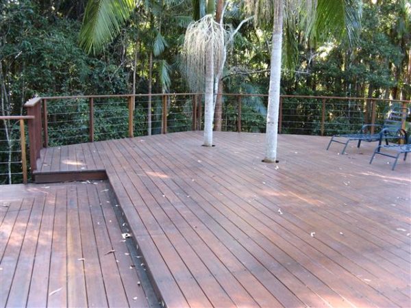 Large Entertaining Deck, Split Level, Built Deck around Palm Tree